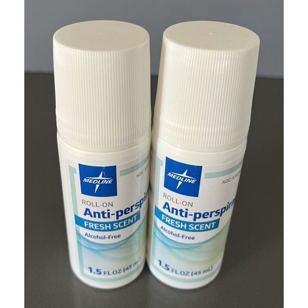 2 Medline Roll On Anti-Perspirant Fresh Scent Alcohol Free 1.5 FL OZ‎ Exp 01/27